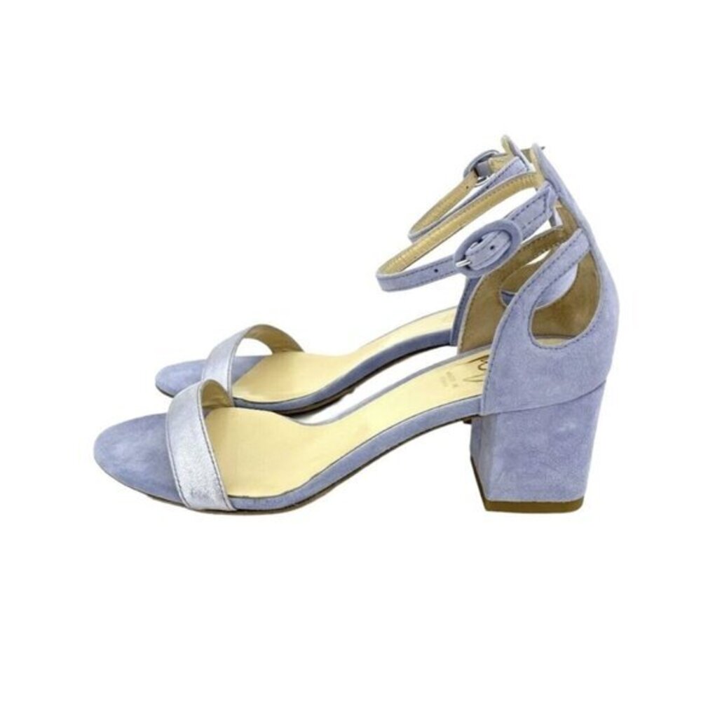 Icone Lilac Suede Leather Sandal Block Heels Open Toe Ankle Sz 36 EU 5.5 US NIB